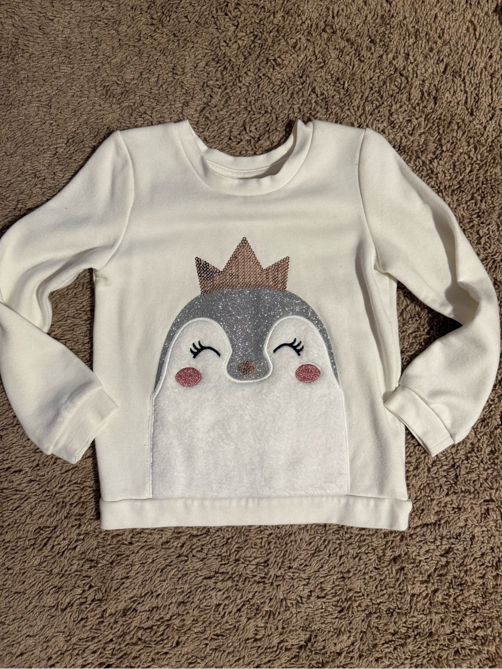 The Children's Place Cream Long Sleeve Tee with Rose Gold Sequin Star